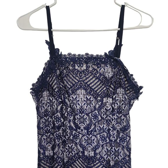 Foxiedox Daleyza Open Back Lace Navy Blue Midi Dress Medium - Picture 5 of 14
